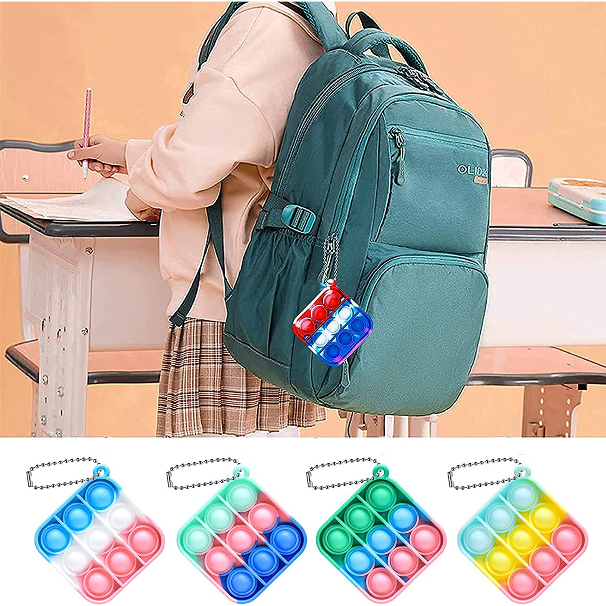 JSBlueRidge Toys - Wholesale Fidget Toy - Kids - Mini Square Pop Keychain Fidget Kids Toy- Assorted5