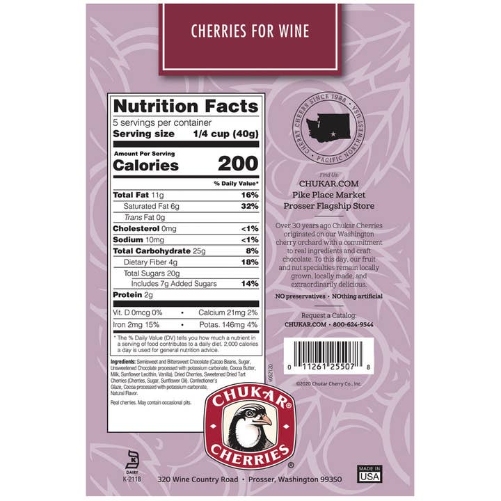 Chukar Cherry Company - Wholesale Chocolate Covered Sweets - 6.75 oz Cherries for Wine - Dark and Ultra Dark Chocolate