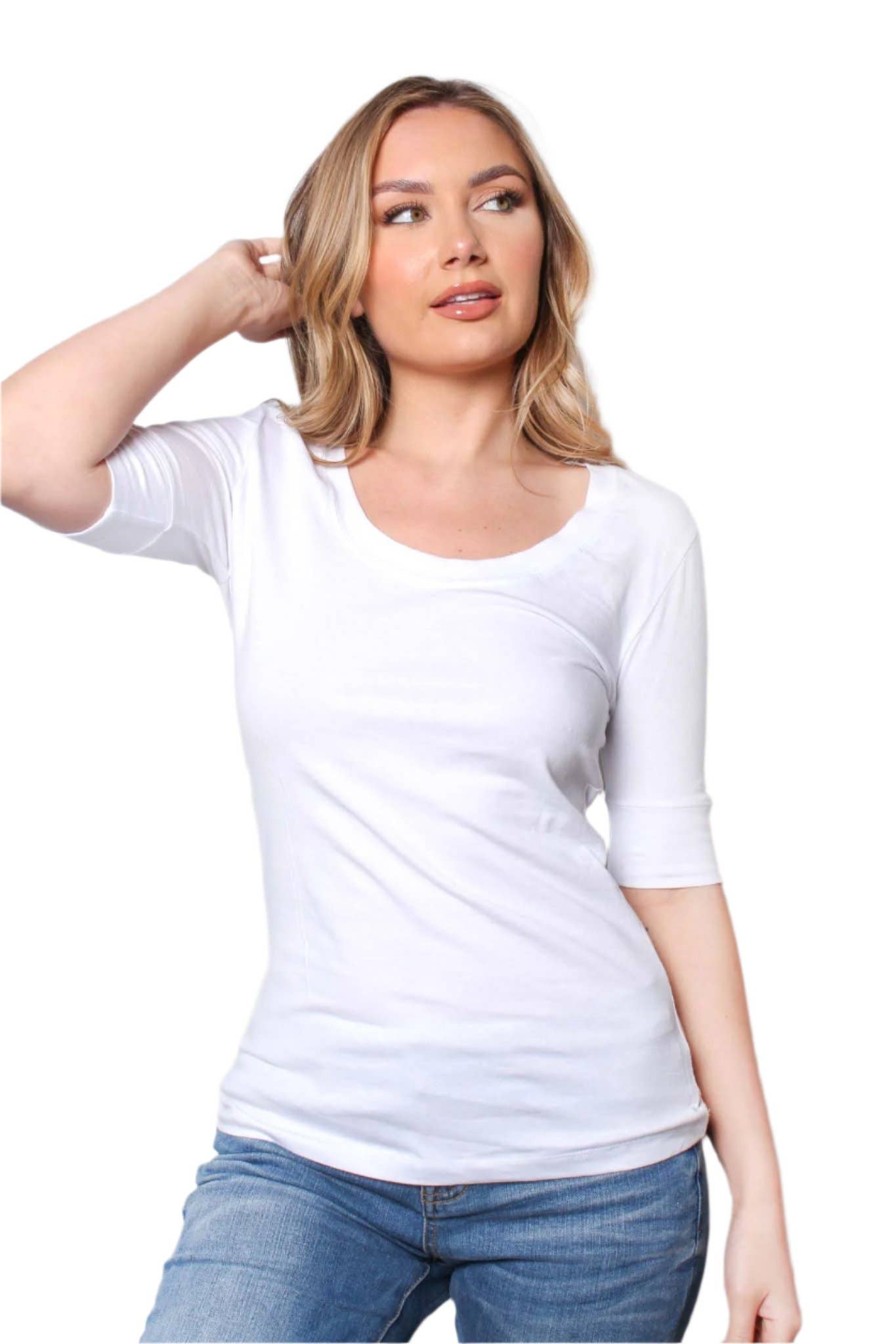 Good Stuff Apparel - Wholesale T-shirt – women's - Women's Half Sleeve Scoop Neck Plain Top