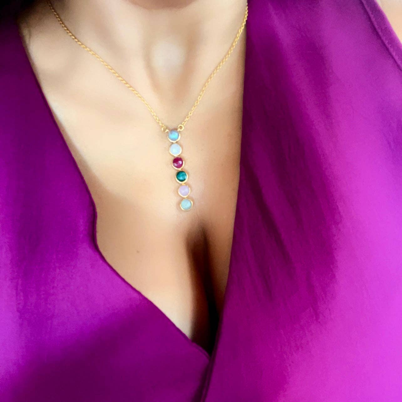 Mestiza Joyas - Wholesale Pendant/Charm Necklace - Elle Multicolor Stone Necklace1