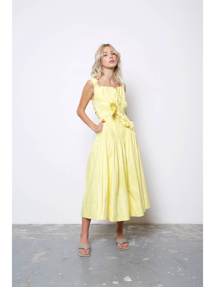 Amy Lynn - Wholesale Dress - Women's - Juno Ruched Front Tie Midi Dress