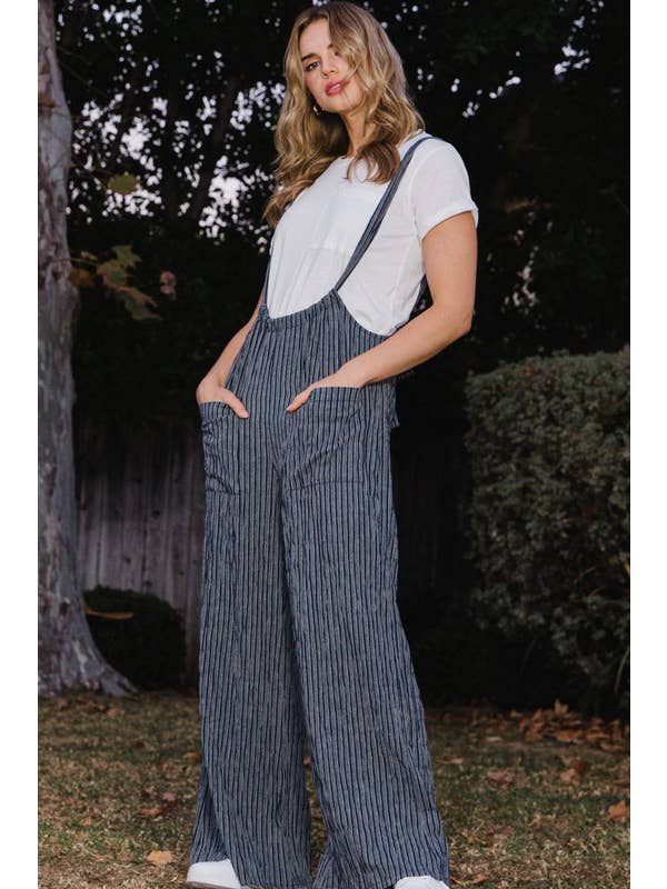 Oddi - Wholesale Jumpsuit - Women's - Wide Leg Stripe Suspender Jumpsuit14