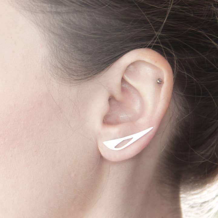 Sterling Silver Triangle Geometric Cutout Ear Climbers for wholesale by tothemetal