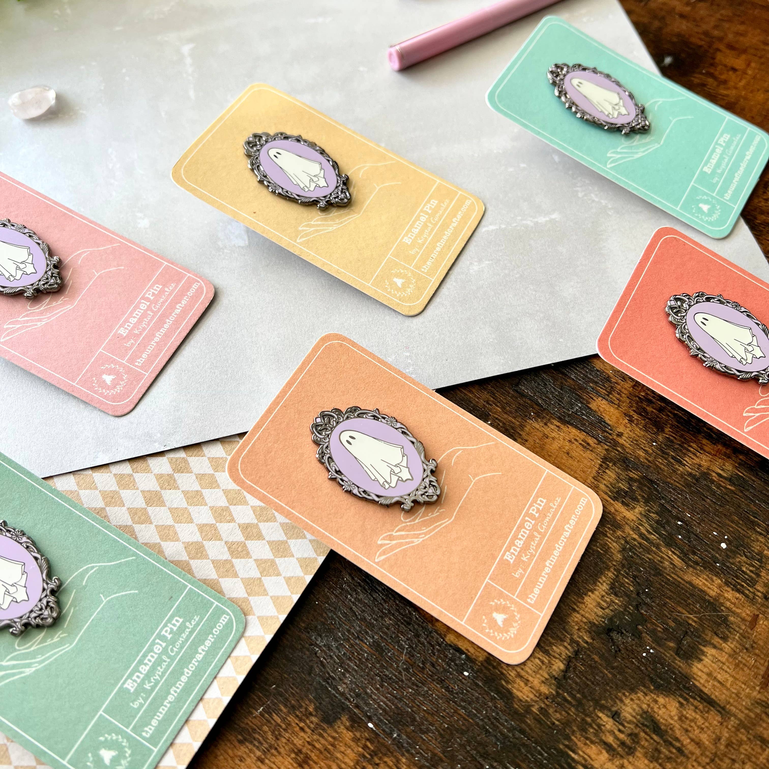 The Unrefined Crafter - Wholesale Lapel Pin/Button - Victorian Ghost Enamel Pin - Glow in the Dark!5