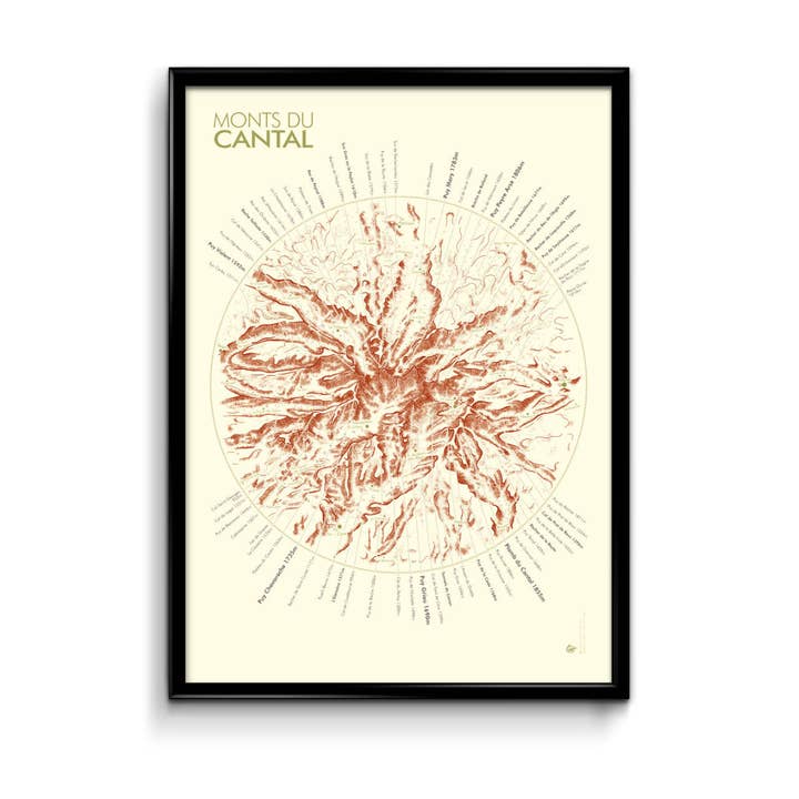 Display Map of the Monts du Cantal for wholesale by Finke
