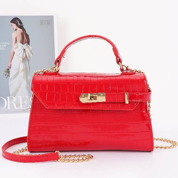 Oblige by G - Wholesale Top handle bag – women's - Glossy Croc-Textured Mini Handbag HPC66196