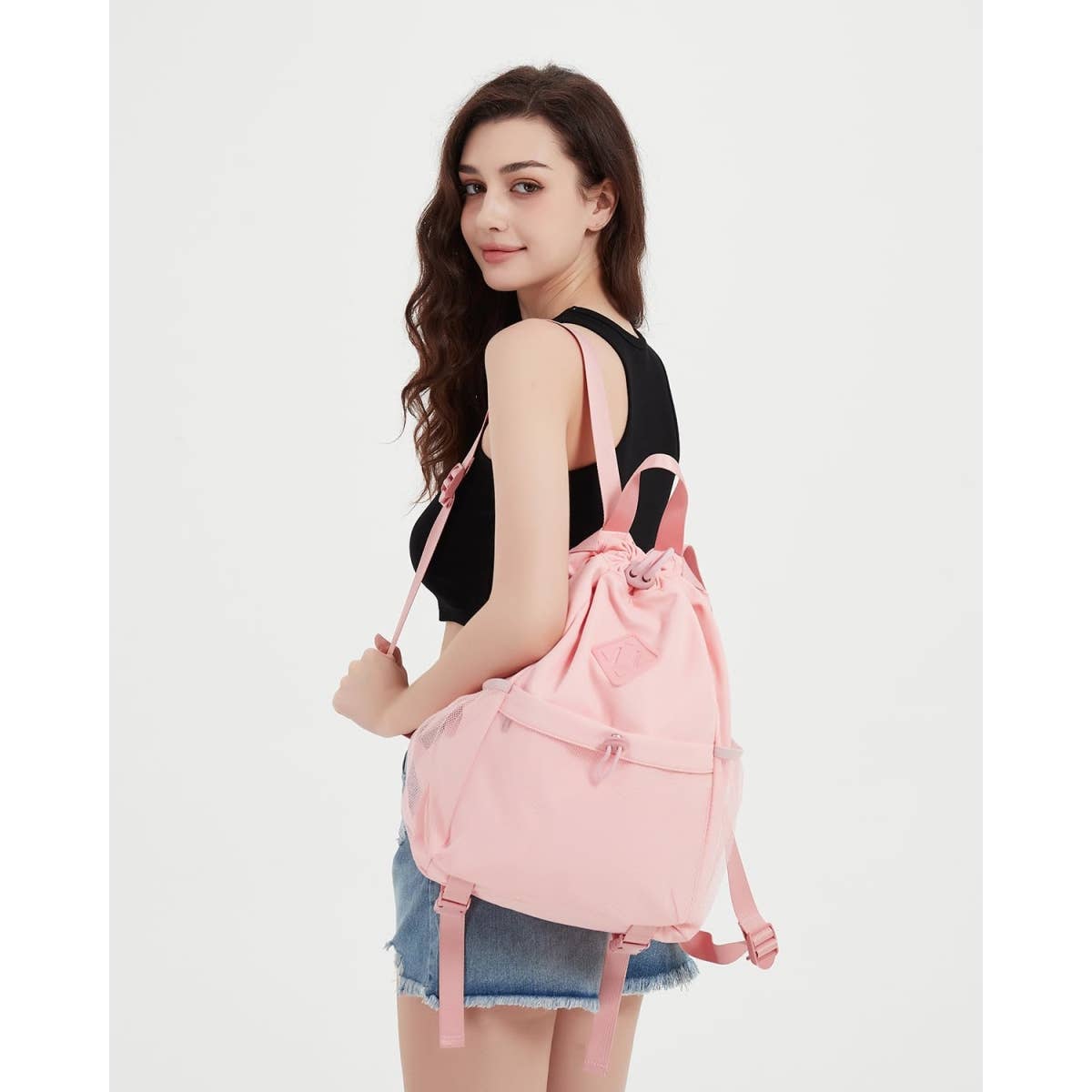 wandf - Vente Sac à cordon de serrage – unisexe - Sac à dos de sport avec cordon de serrage et sangle pour tapis de yoga11