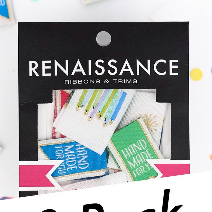 Happy Birthday - Woven Label Pack - 8 PACK for wholesale by Renaissance Ribbons