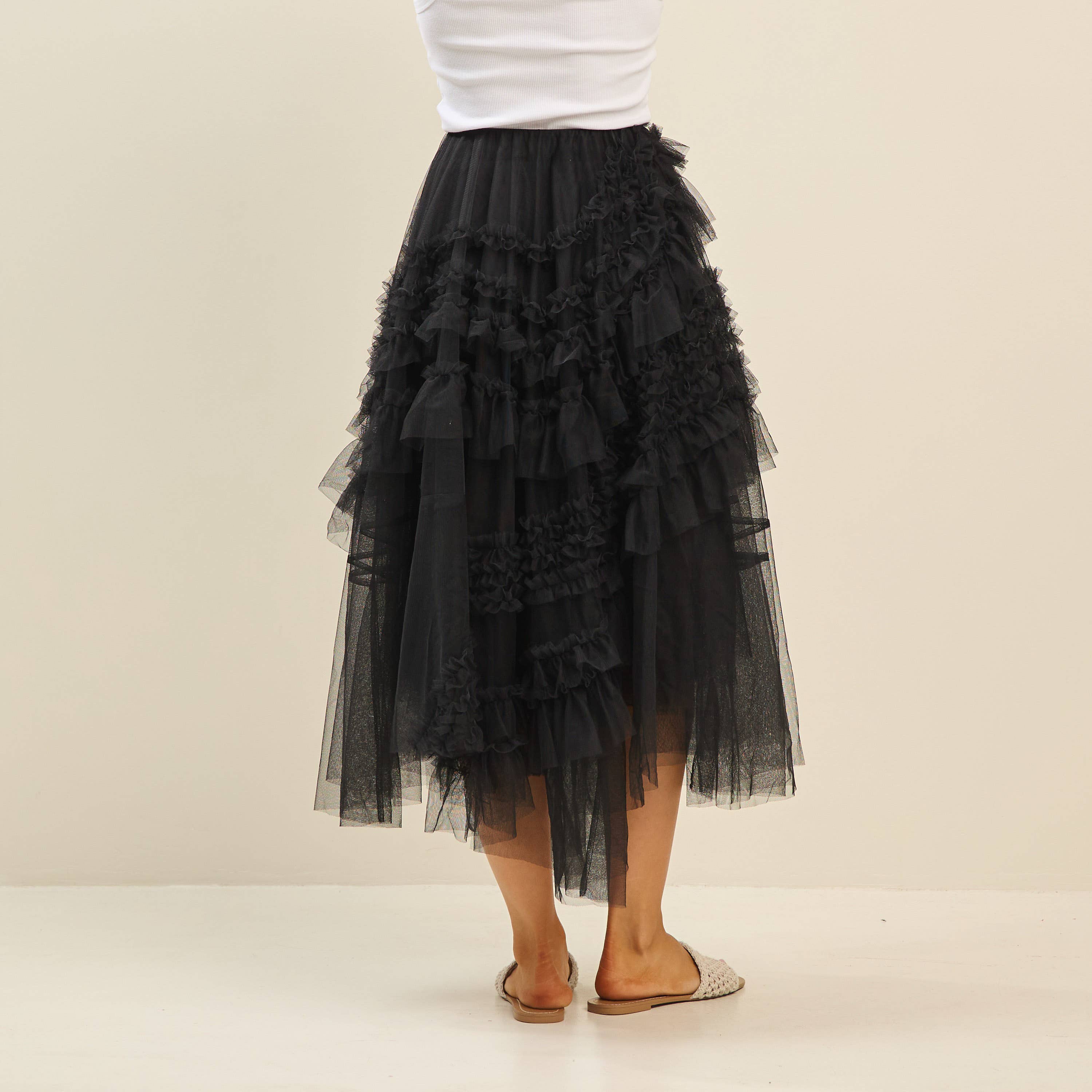 Cream Tiered ruffle tulle skirt for wholesale on Faire13