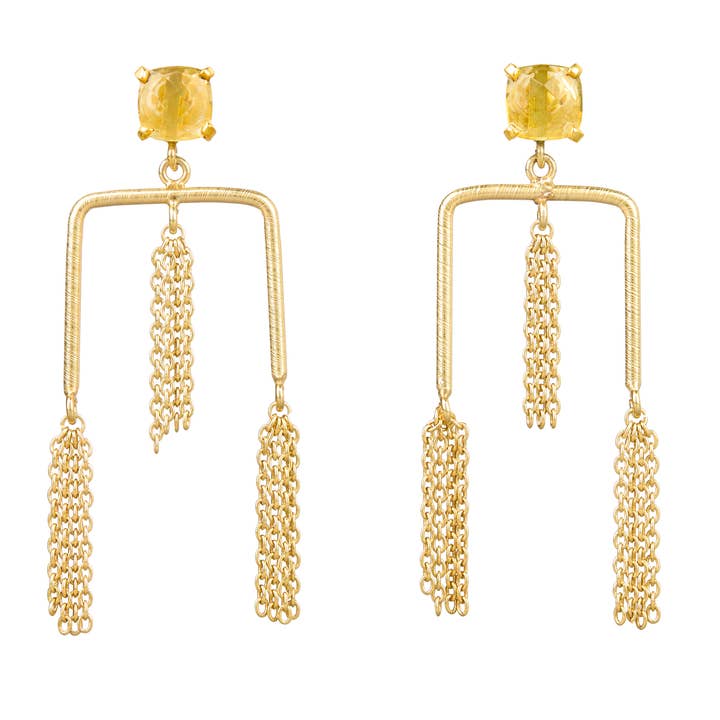 Citrine Tassel Bar Earrings for wholesale by Elyssa Bass Designs