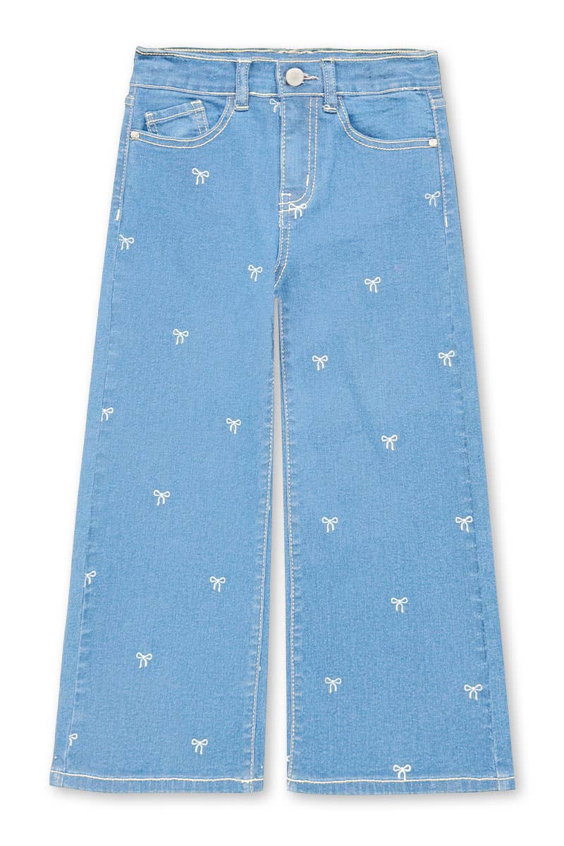 Cutie Patootie Clothing - Wholesale Jeans - Kids - TDP-M26-89469T Toddler's Wide Leg Denim Jean w/Bow Print5