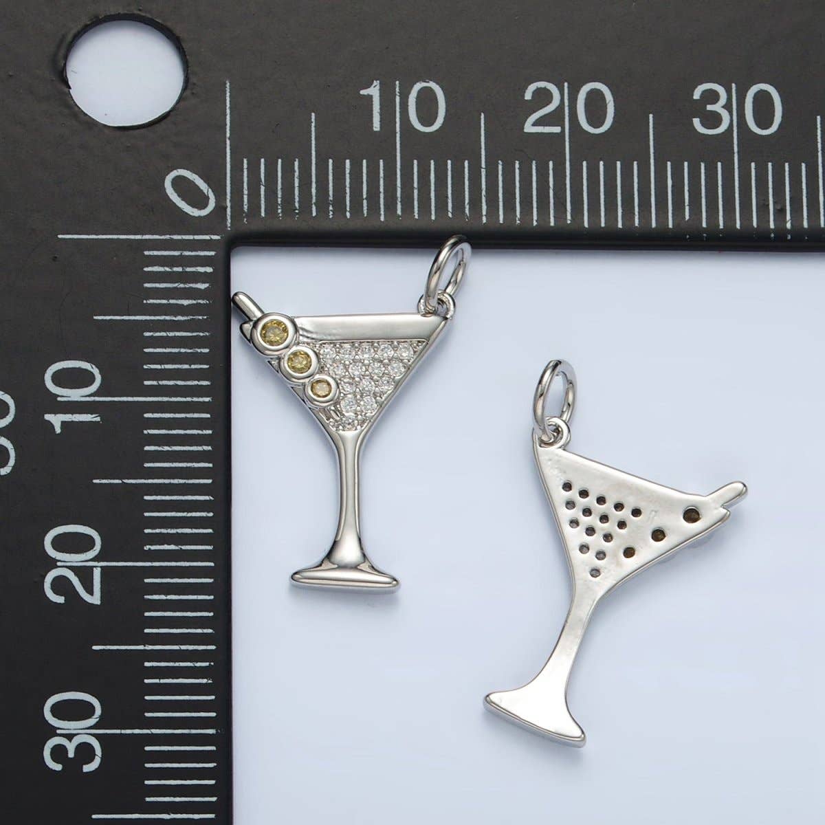 Aim Eternal - Wholesale Individual Charm/Pendant - 14K Gold Filled Micro Paved CZ Mini Martini Alcohol Drinks Charm in Gold & Silver | M5022