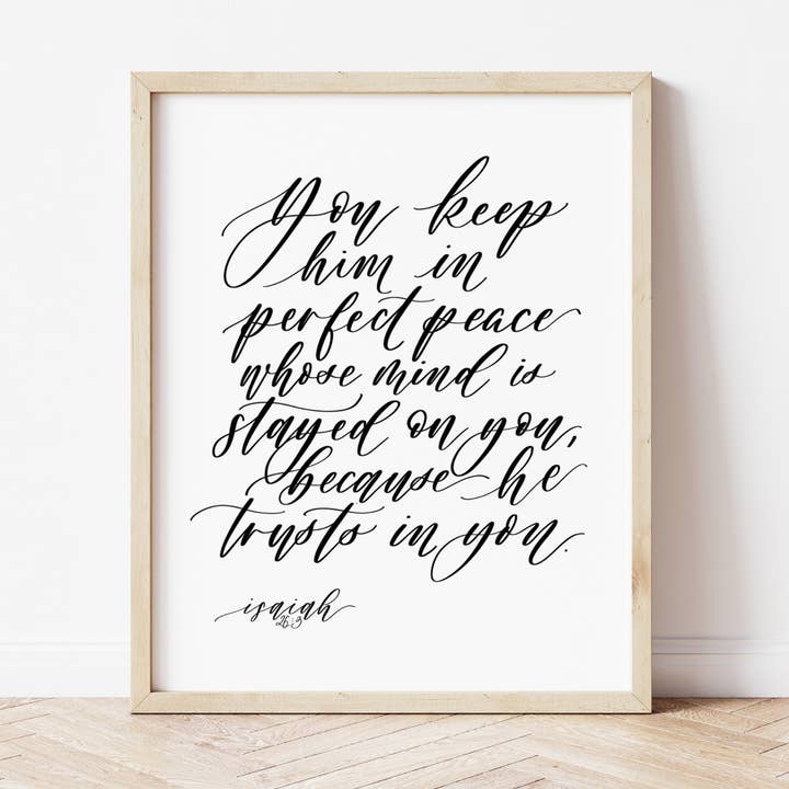 Perfekt fred (Jesaja 26:3) Bibeln Verse Art Print för wholesale av Pia Chella