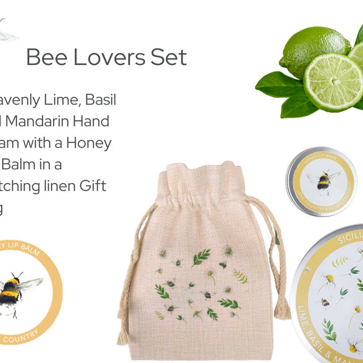 "Bees" Beauty Bag with Hand Cream, Lip Balm and Bag for wholesale by Love Country