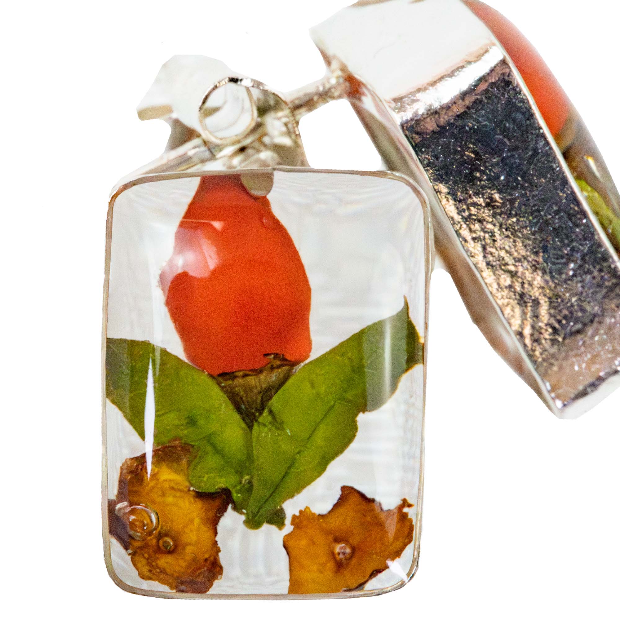 Global Crafts - Wholesale Stud/Post Earrings - Pressed Flower Rectangle Stud Earrings - MIXED COLORS6