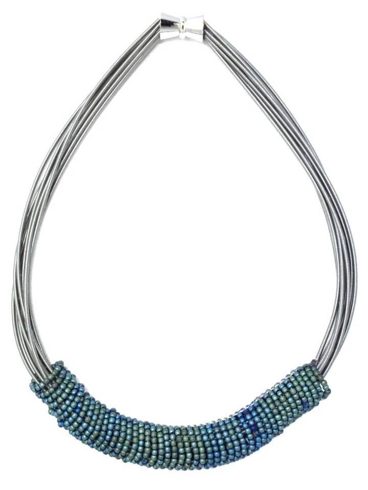 317GR - Kort tråd med grön pärla ringar halsband för wholesale av Sea Lily