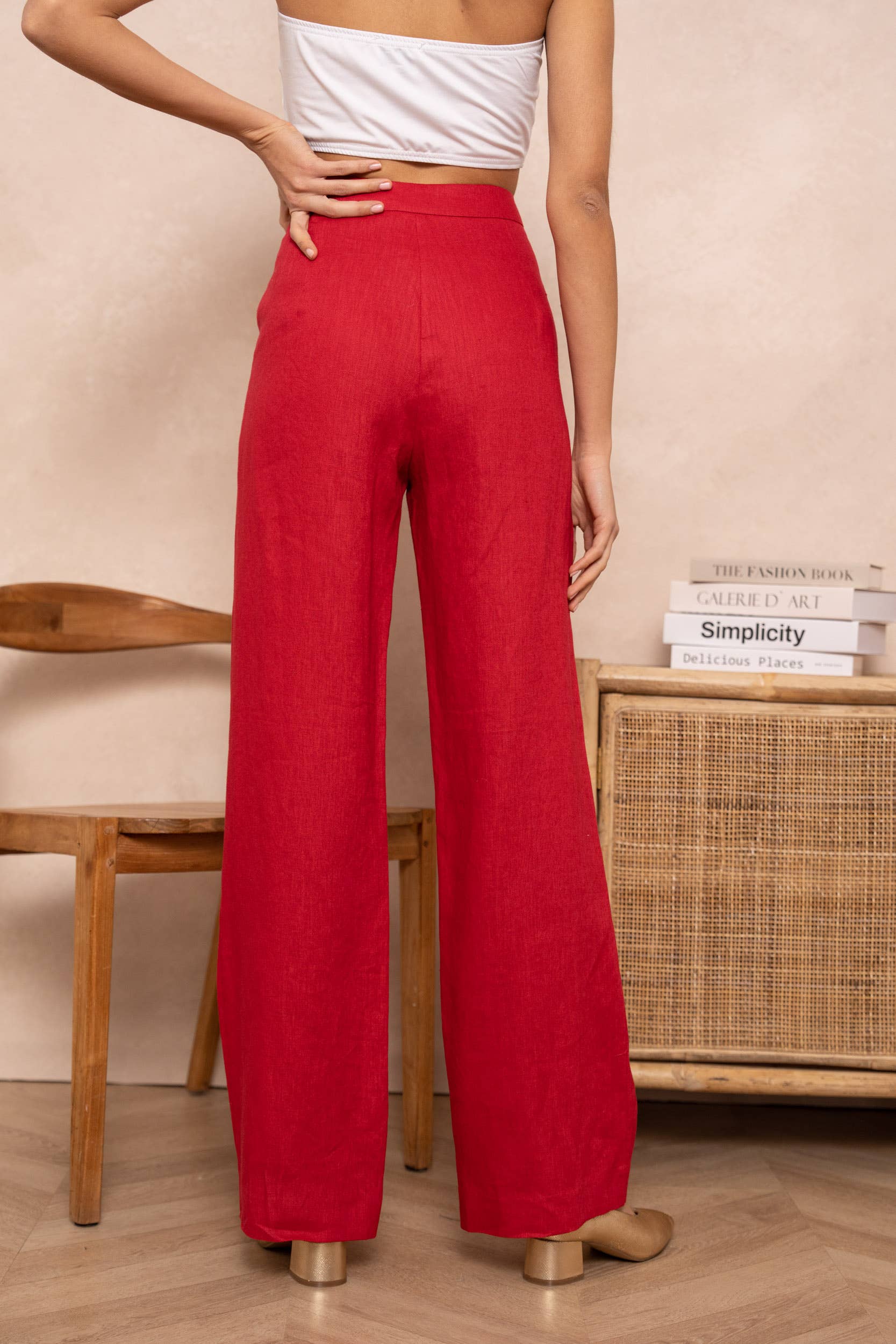 Attentif Paris - Wholesale Pants - Women's - [Linen] Plain straight trousers in premium quality linen5