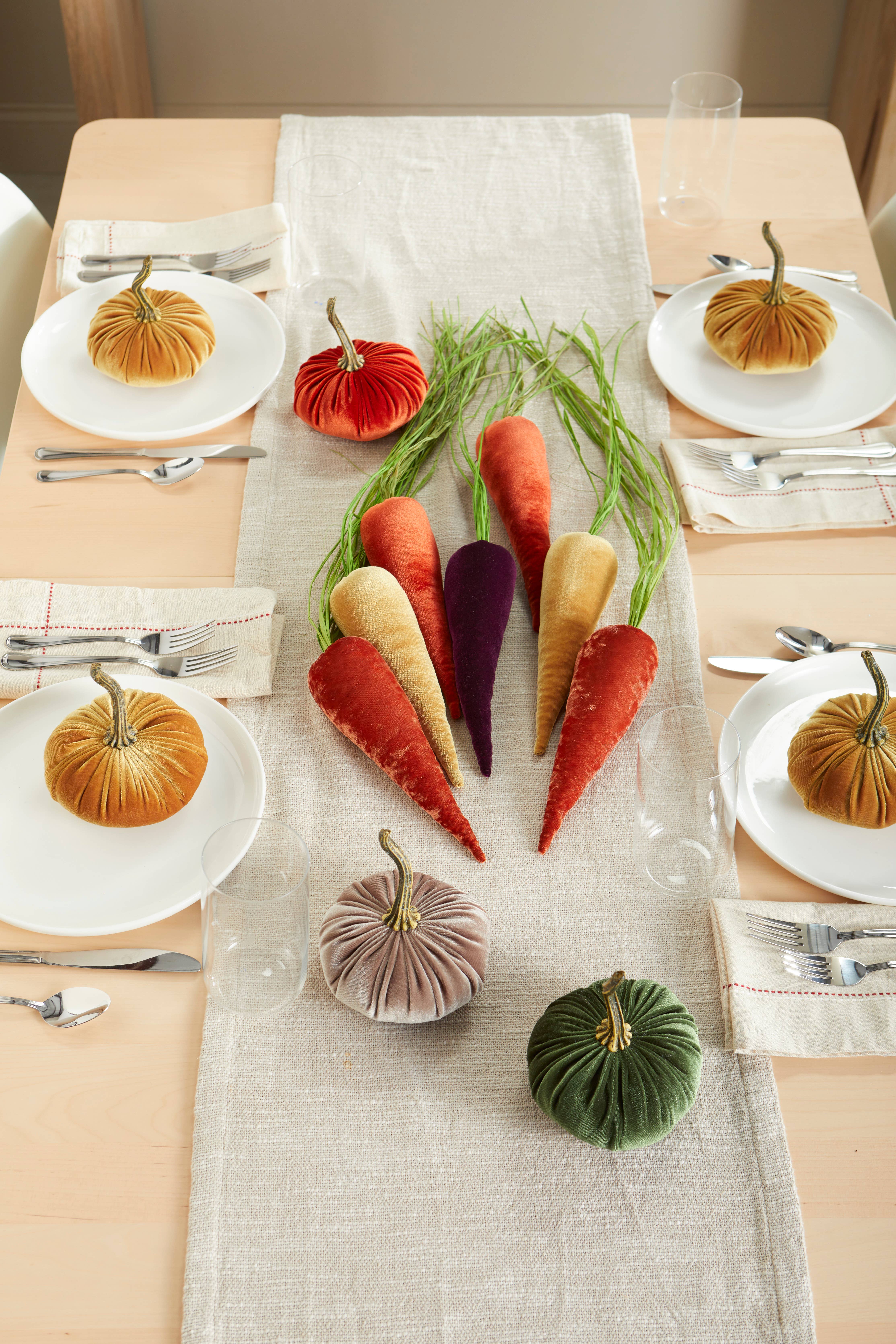 Your Heart's Content - Vente Décorations de table - Carottes en Velours, Récolte de Couleurs Luxuriantes, Décoration Murale Unique12