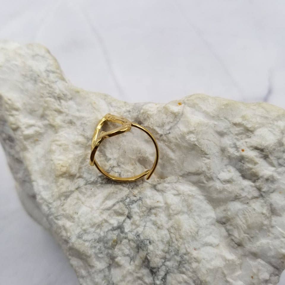 The Pretty Jewellery - Venta al por mayor Anillo de banda/apilable - Anillo ajustable de corazón abierto martillado2