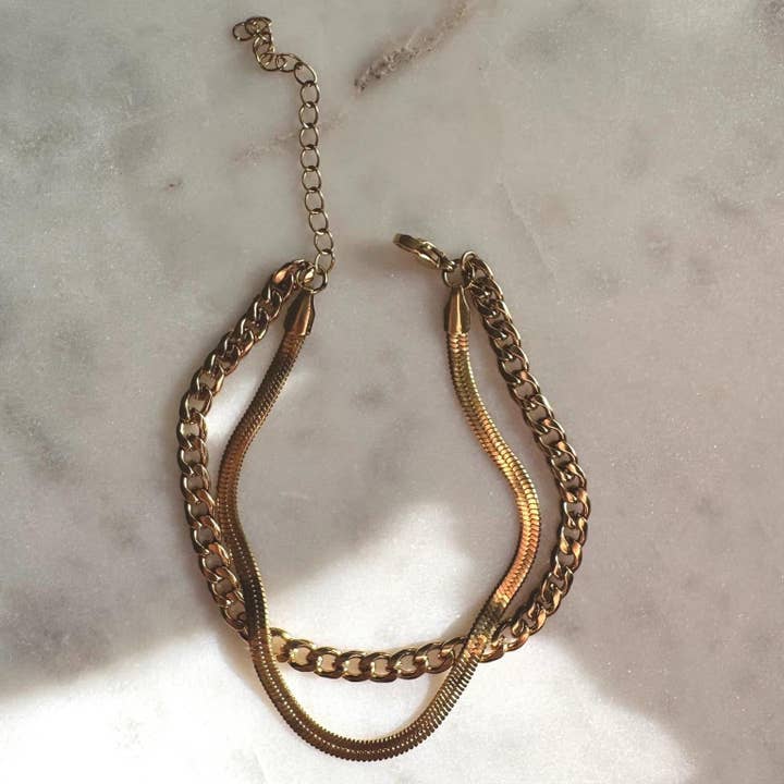 RORY | Curb & Herringbone Multi-Chain Bracelet for wholesale by Alexandra Kathlyn Accessories