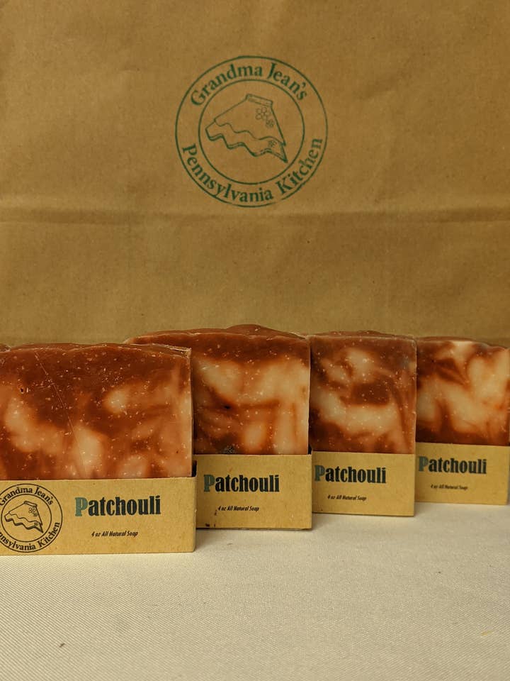 Patchouli Helemaal Natuurlijke Handgemaakte Koud Proces Zeep voor wholesale door Grandma Jean's Pennsylvania Kitchen