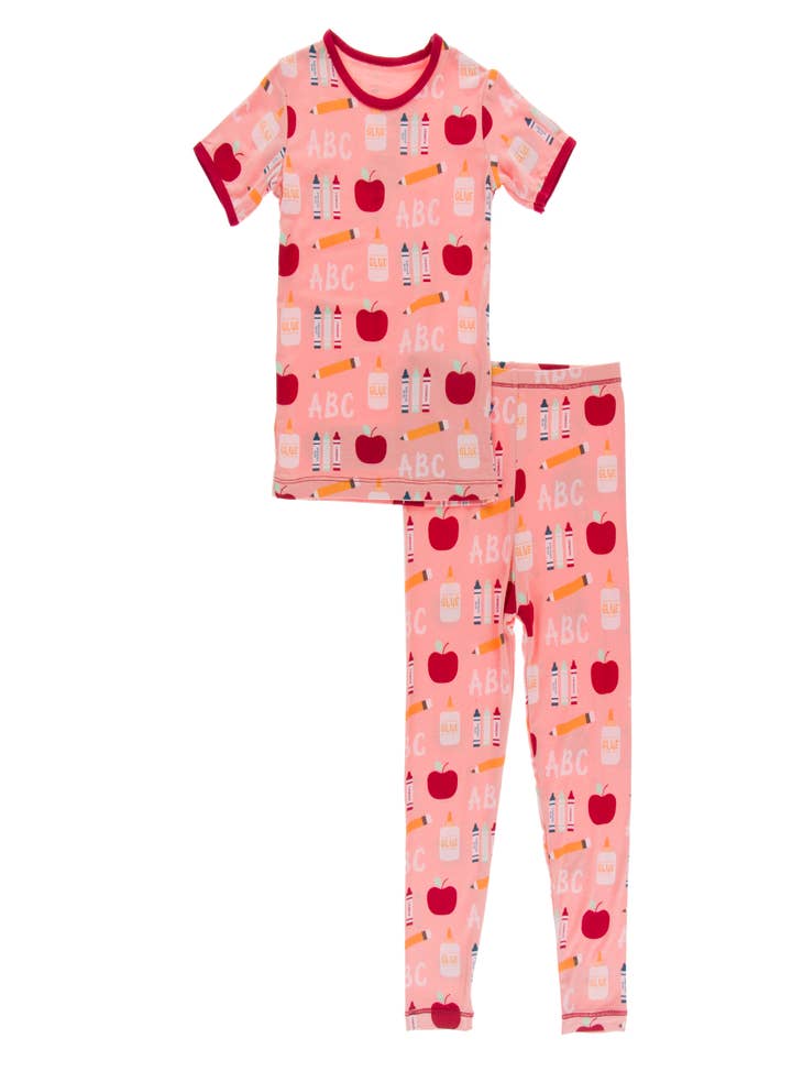 Wholesale Print Short Sleeve Pajama Set in Blush First Day of
