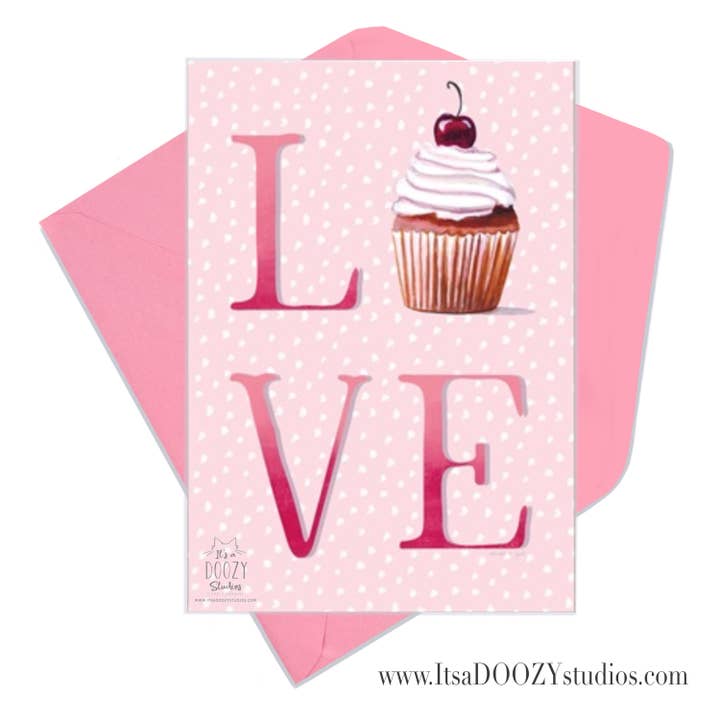 Cupcake Love - Valentine’s Day Card With Matching Envelope for wholesale by It’s a Doozy Studios