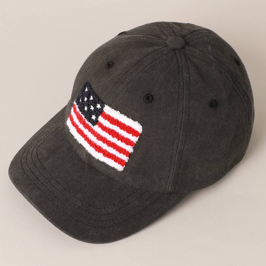 Fashion City - Wholesale Baseball Cap - Women's - American Flag Chenille Patch Baseball Cap12