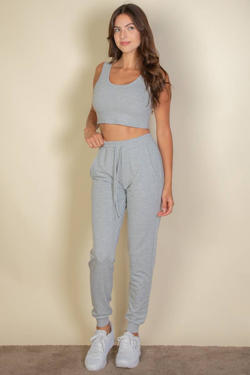 CAPELLA APPAREL – Großhandel Loungewear-Set – Damen – Kurzes Tanktop und Jogginghose aus französischem Terry3