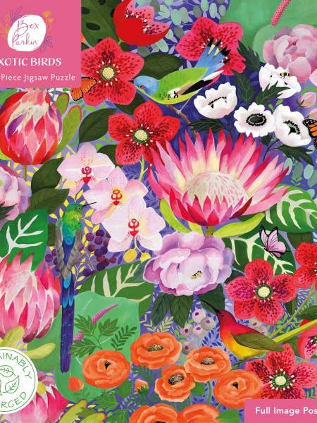 Bex Parkin: Exotiska fåglar 1000-bitars hållbart pussel för wholesale av Texas Bookman