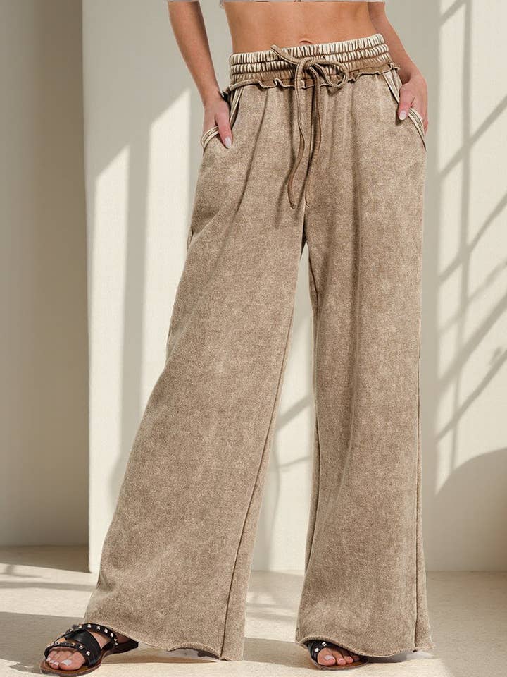 .....Acid Wash Fleece Palazzo Sweatpants for wholesale by 42POPS