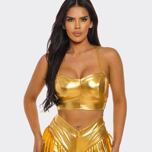 Sexy Faux Leather Set Short Mini Pants Cropped Top #2 for wholesale by SEXY STAR DESIGN INC