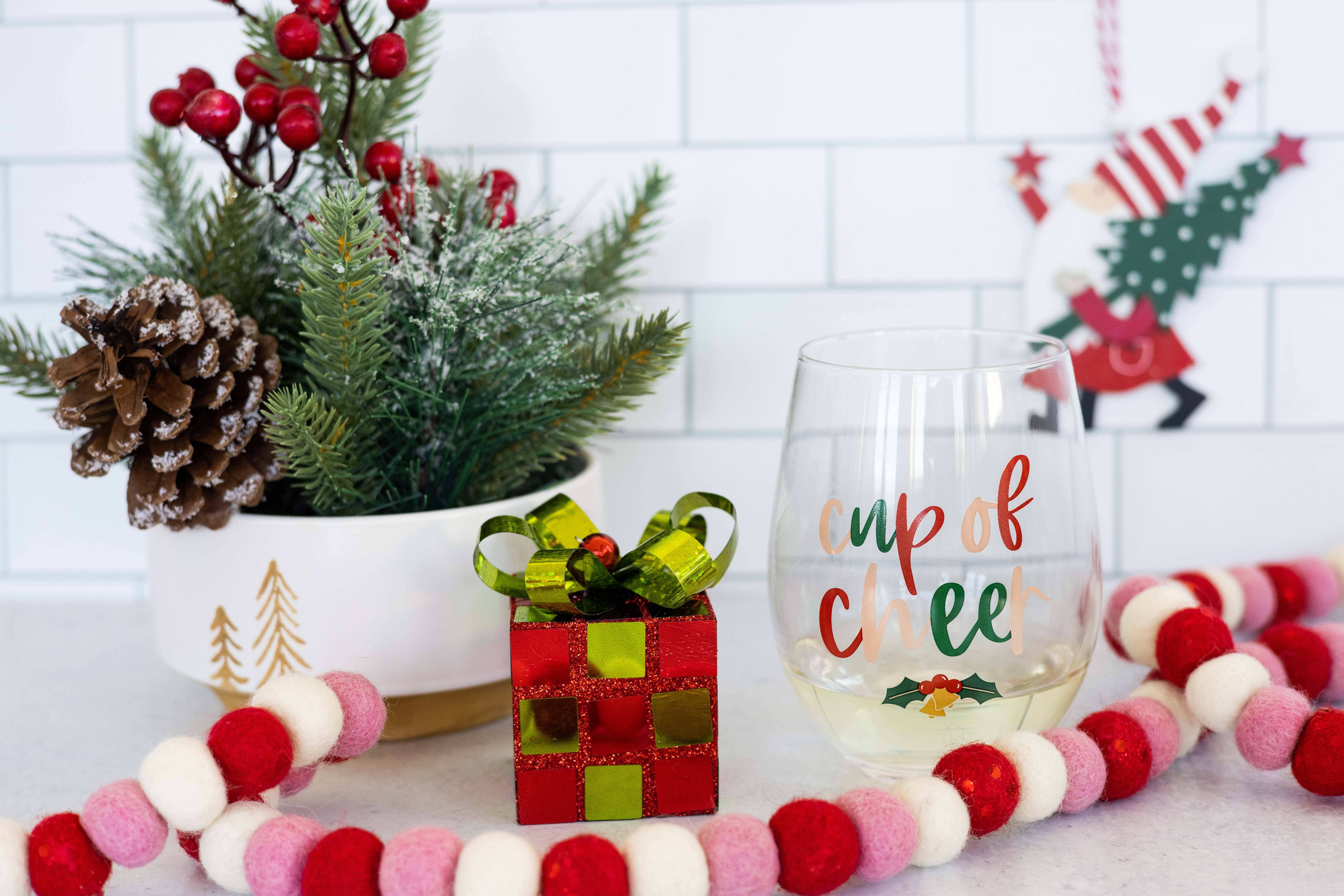 Pearhead - Wholesale Wine Glass - Festive Cup of Cheer Christmas Stemless Wine Glass2