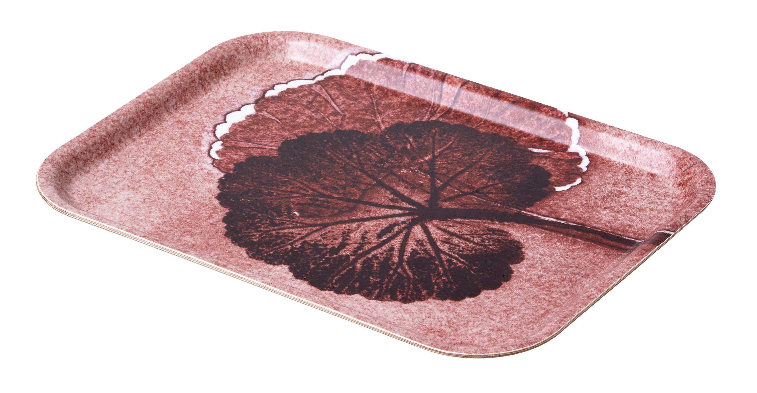 PERNILLE FOLCARELLI – Großhandel Serviertabletts – Serviertablett 20 x 27 cm mit Geranienblatt in Staubkoralle1