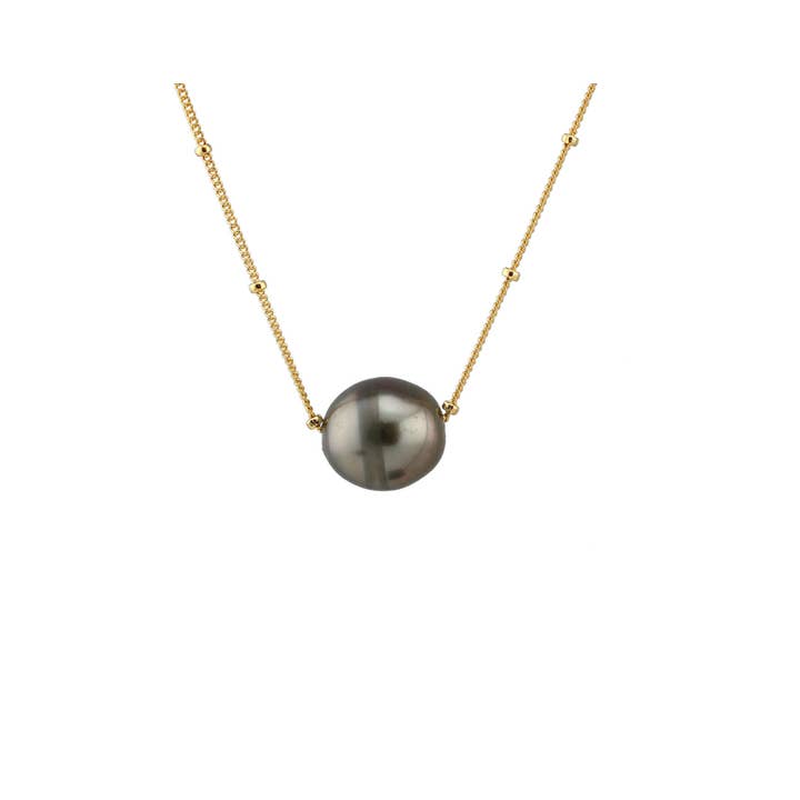 N-3540 Tahitian Pearl Single Gold Necklace for wholesale by Alicia Van Fleteren Jewelry Design