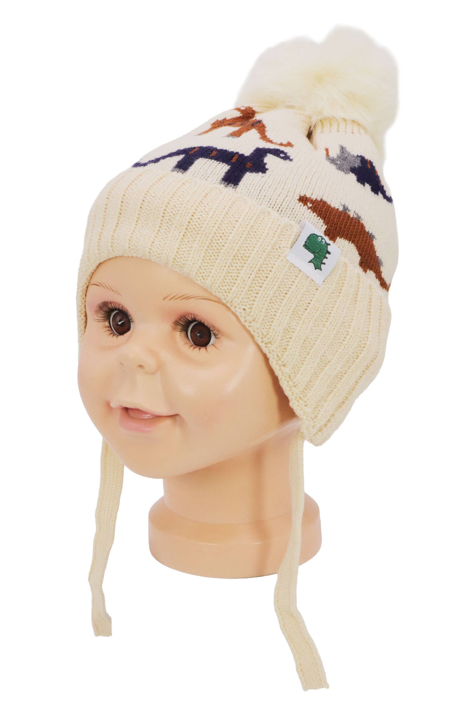 ASSORTED Kids Dinosaur Ear Cover Chin Strap Beanie for wholesale on Faire2