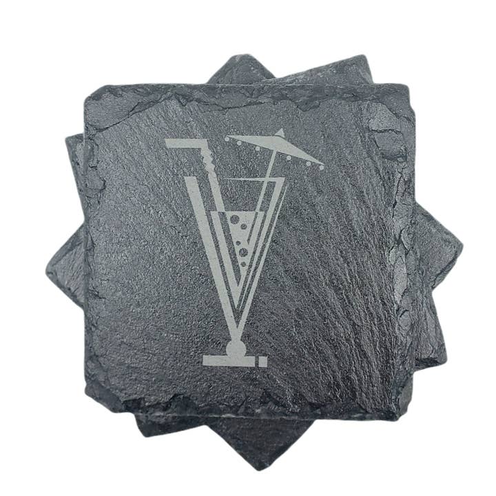 Dessous de Verre en Ardoise Designs de Verres à Cocktail - Gravés pour la vente par Killorglin Creations