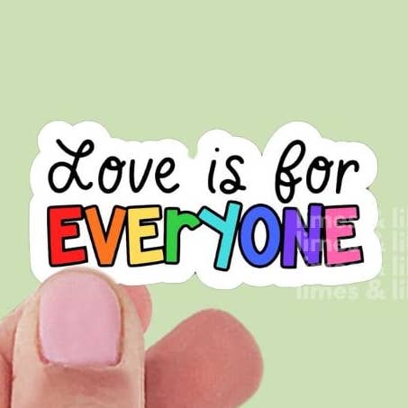 Adesivo in Vinile Arcobaleno Gay Pride L'amore è per Tutti per la vendita all'ingrosso da parte di Limes & Lilly