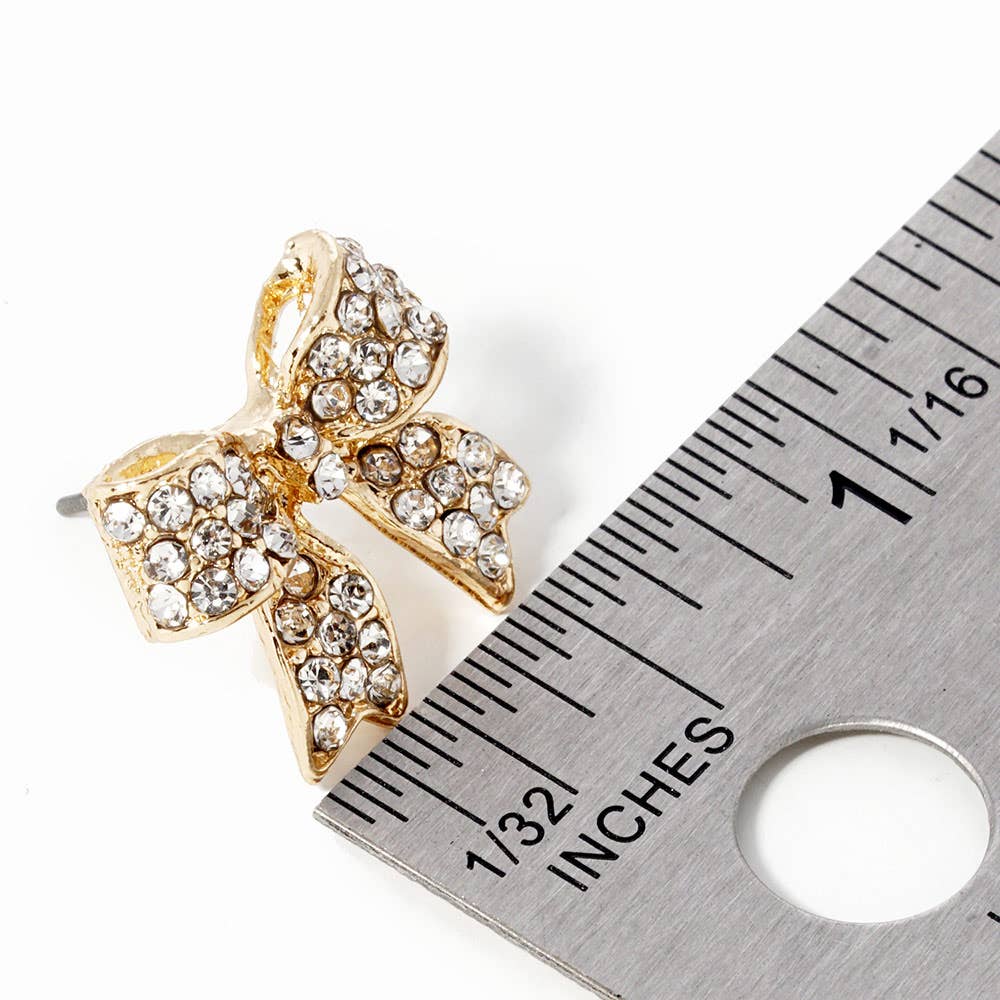 Sensibling Corp. - Wholesale Stud/Post Earrings - Crystal Rhinestone Pave Bow Stud Earrings
2