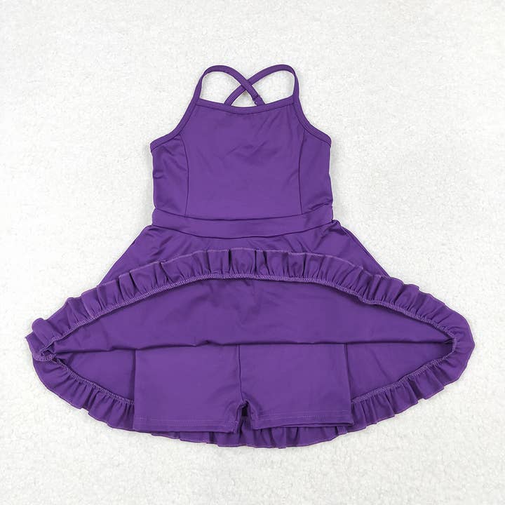 Aier Wholesale - Wholesale Athletic Dress - Kids - Baby Girls Purple Athletic Active Wear Knee Length Dresses