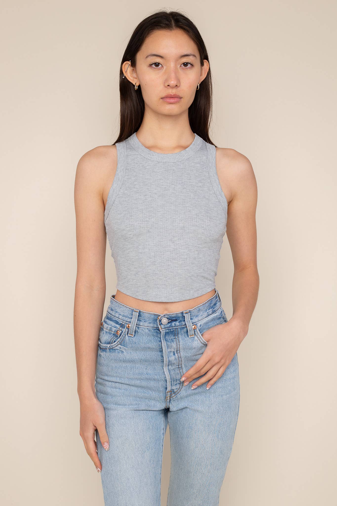 NLT – Tops – Mulher por atacado – Lula Rib Tank | Comprimento Básico da Colheita6