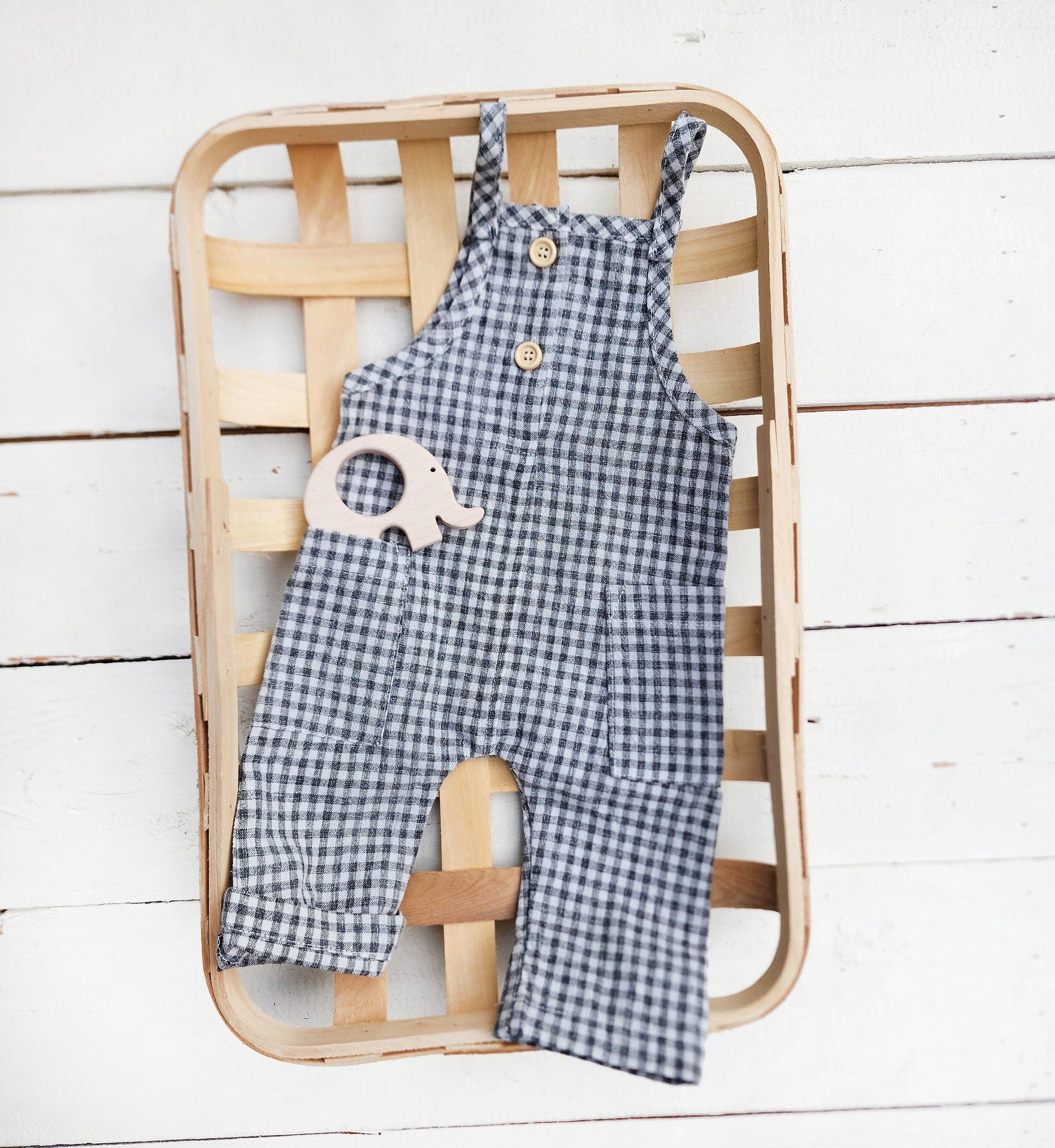 OLIVE & CRADLE - Wholesale Jumpsuit - Baby - Atticus Gingham Cotton Romper0