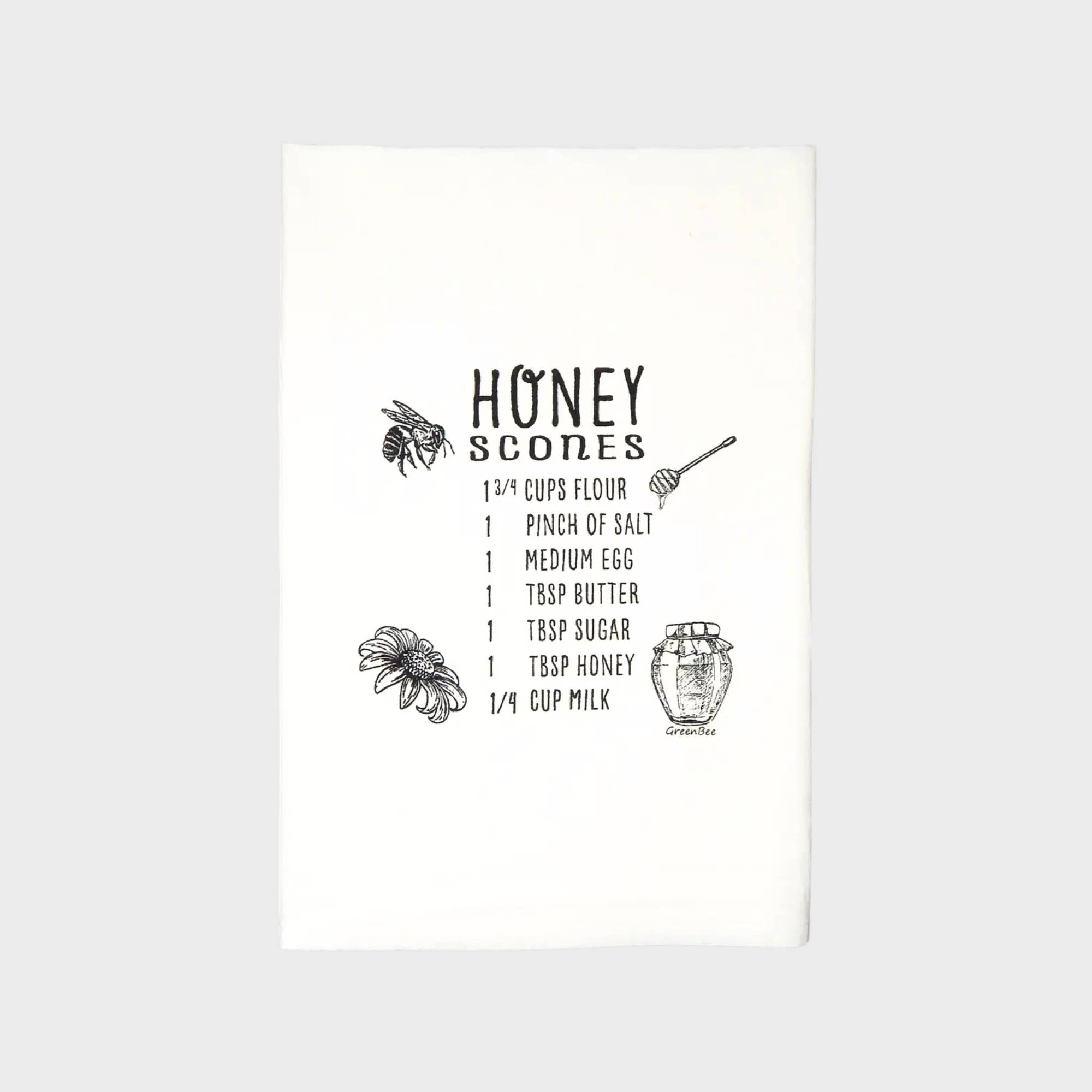 Green Bee Tea Towels - Wholesale Tea Towel - Honey Scone Kitchen Towel | Tea Towels | Recipe Dish Towels