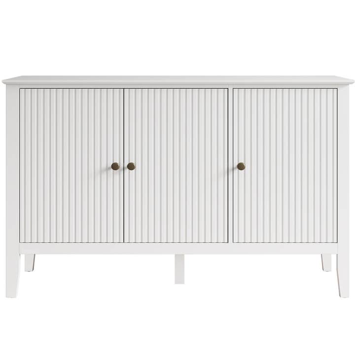 Fluted 3-Door Cabinet, Modern White Buffet Cabinet for wholesale by Heynemo