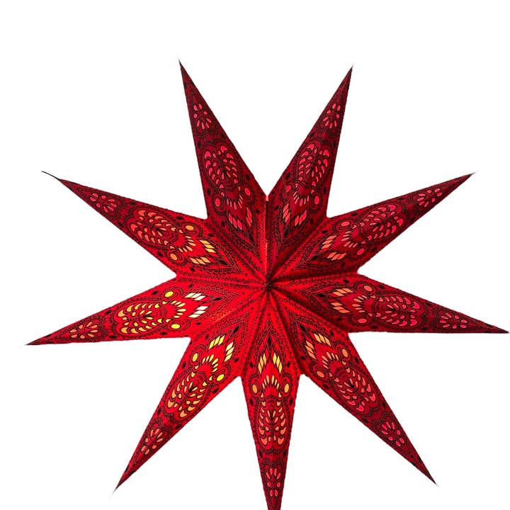 Om Papierstern-Laterne - Roter Ganesha für den Großhandel von Om Gallery