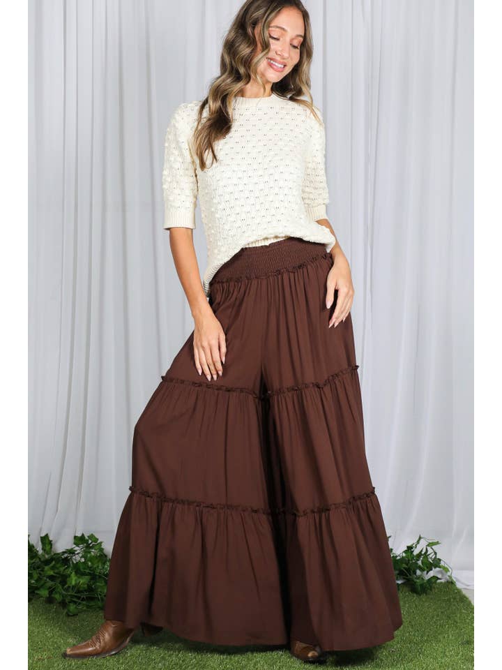 Vine & Love - Wholesale Pants - Women's - Maxi Tiered  Wide Leg Beach Palazzo Pants VP730527