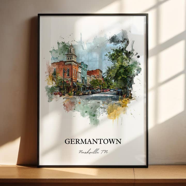 Germantown Nashville Art, Nashville Print, Nashville TN Watercolor Art, Tennessee Gift, Nashville Decor, Travel Poster, Housewarming Gift for wholesale by Premium Travel Art