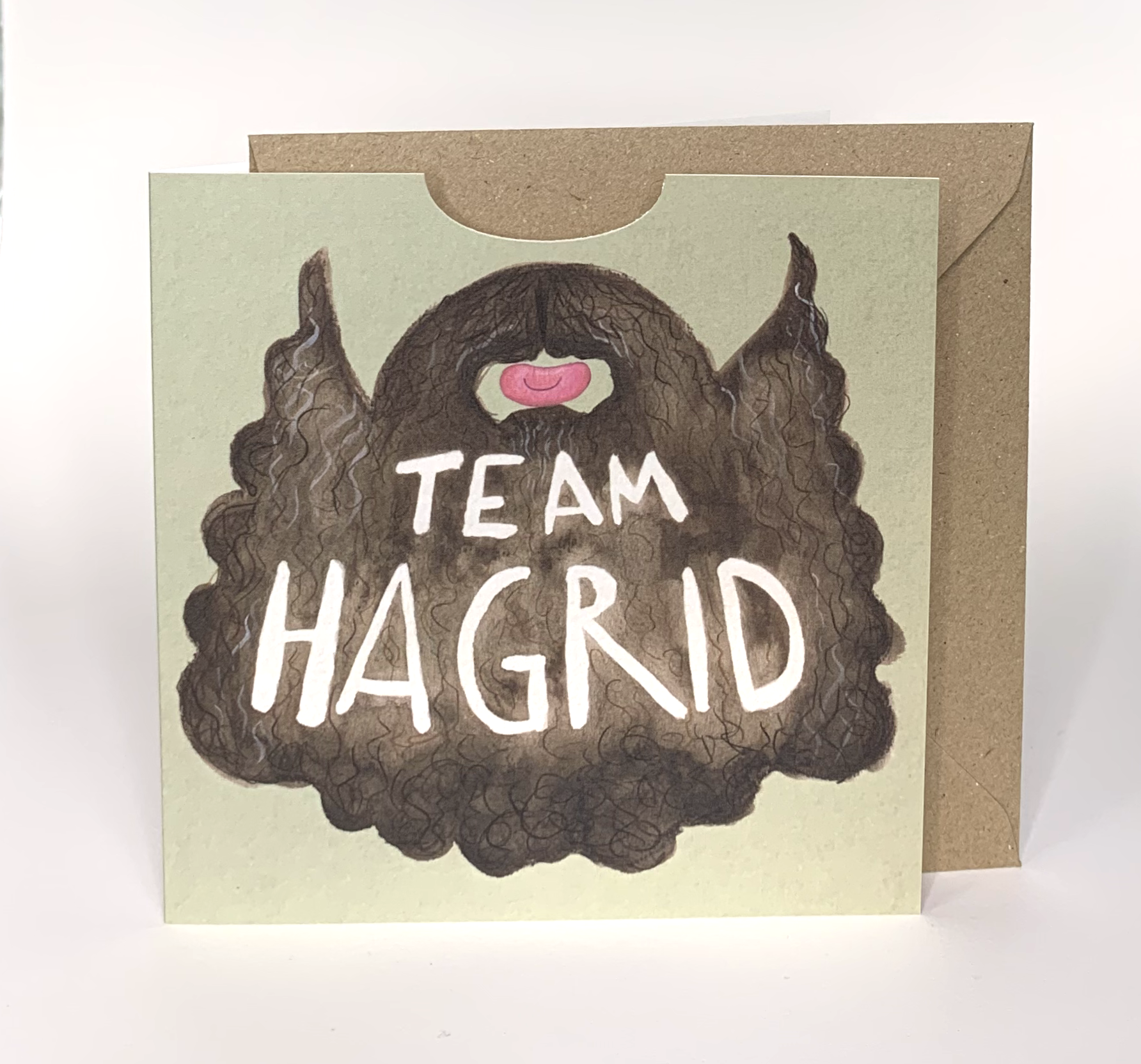 The Grey Earl – wholesale Everyday greeting card – TEAM HAGRID - Harry Potter movie funny wearable beard card1