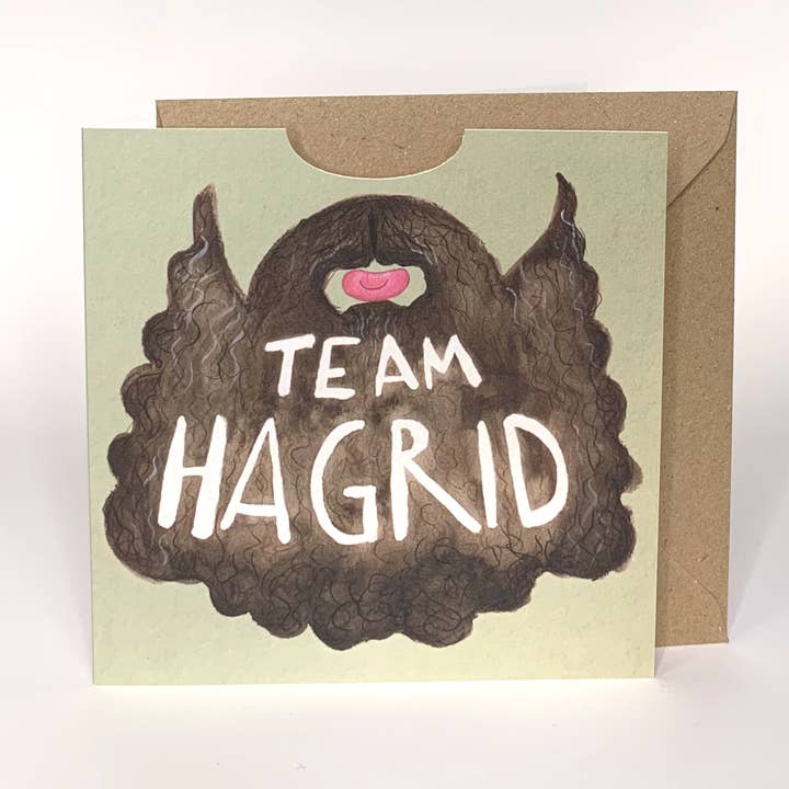The Grey Earl – wholesale Everyday greeting card – TEAM HAGRID - Harry Potter movie funny wearable beard card1