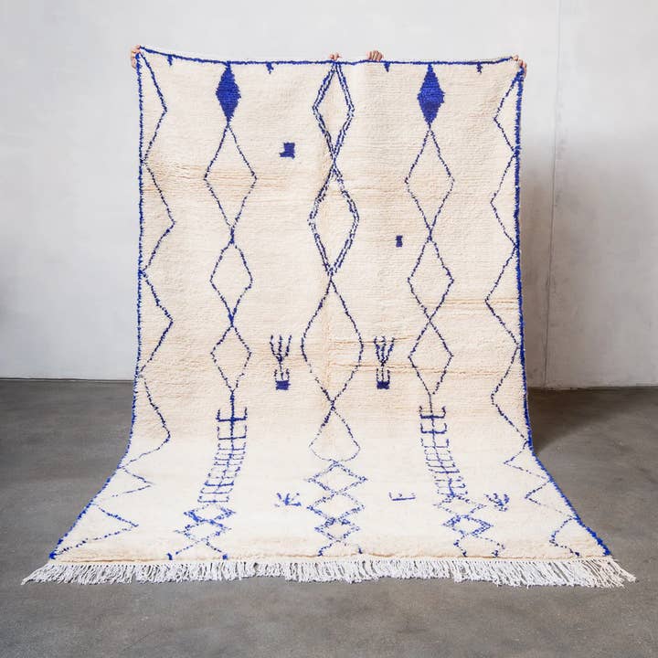 BerberNest - Wholesale Area Rug - White & Blue Berber Moroccan Rug, Azilal rug, Shag area rug